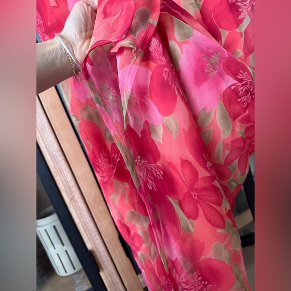 Vintage 90s CDC Maxi dress Floral cowl neck Slip midi hawaiian flowers print Cut - Picture 7 of 8